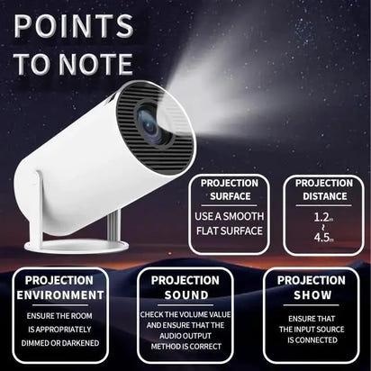 Portable Projector, Projector with Remote Control, Android Wifi Bluetooth-Compatible Projector, Home Theater Projector for Outdoor, Office, Bedroom